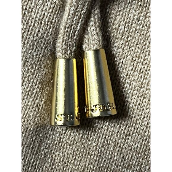 St John Pants Womens 12 Tan 100% Cashmere Knit Wide Leg Drawstring Lounge - Picture 5 of 11